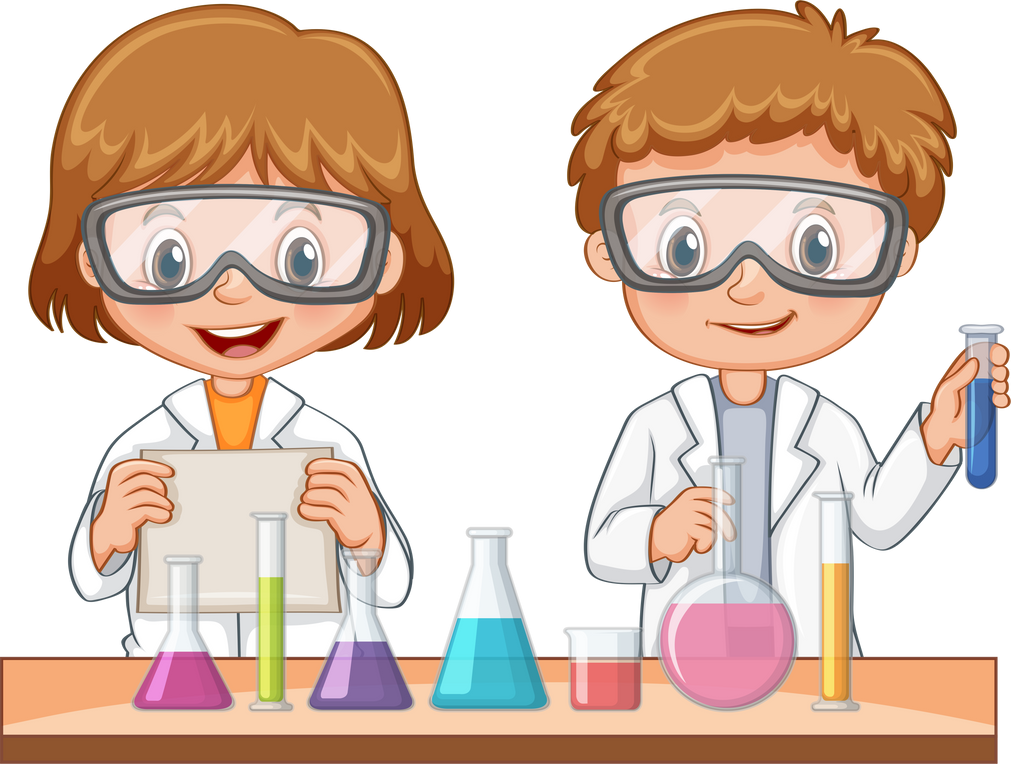 Two students do science experiment